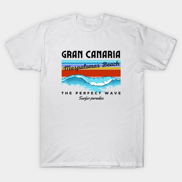 Vintage Maspalomas Beach Gran Canaria Spain T-Shirt by bougieFire